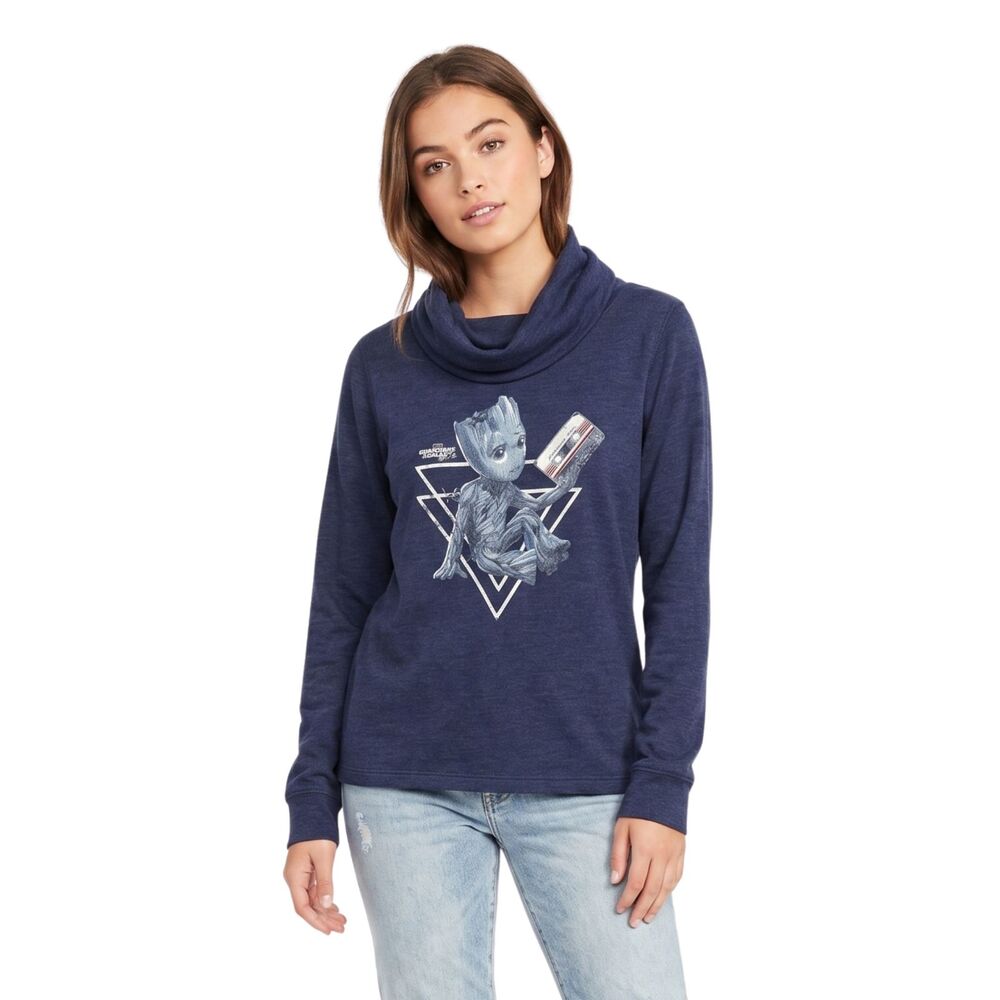 🛸 Marvel Groot Guardians of the Galaxy Cowl Neck Top M Geek Chic Casual Y2K